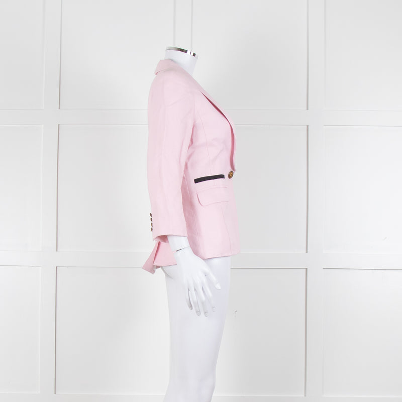 Smythe Pink Black Pocket Cotton Blend Blazer