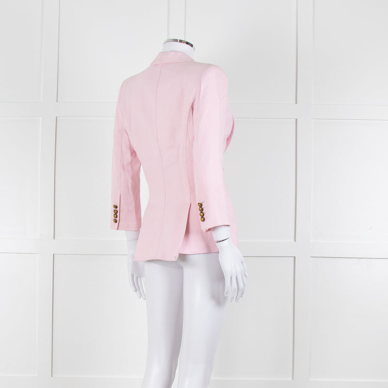 Smythe Pink Black Pocket Cotton Blend Blazer