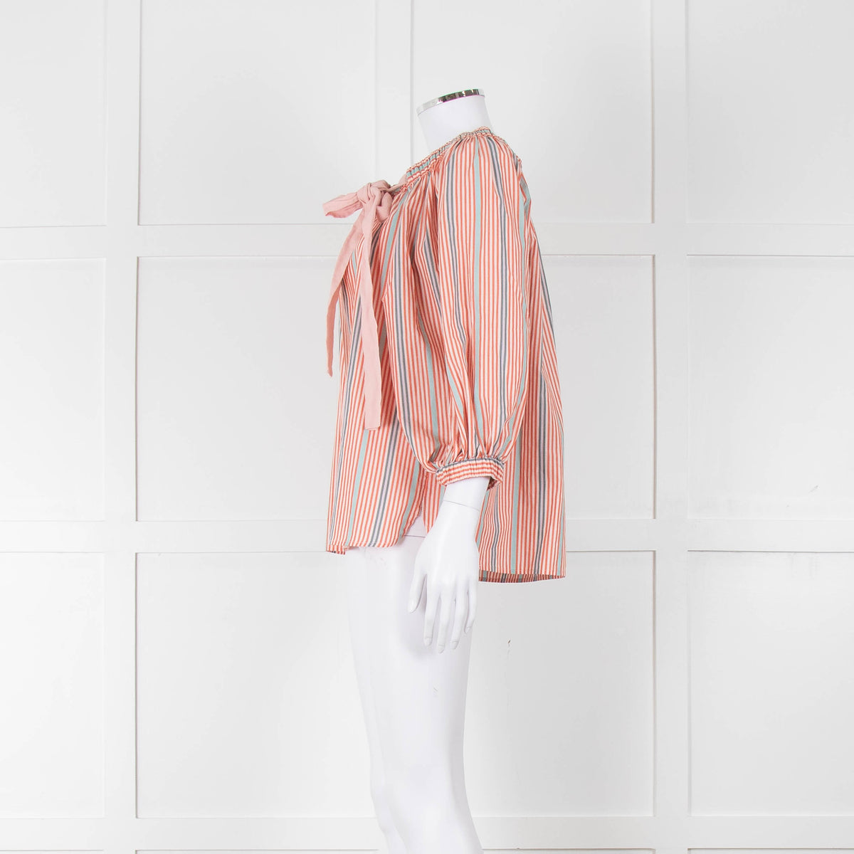 See By Chloe White Orange Blue Cotton Striped Top