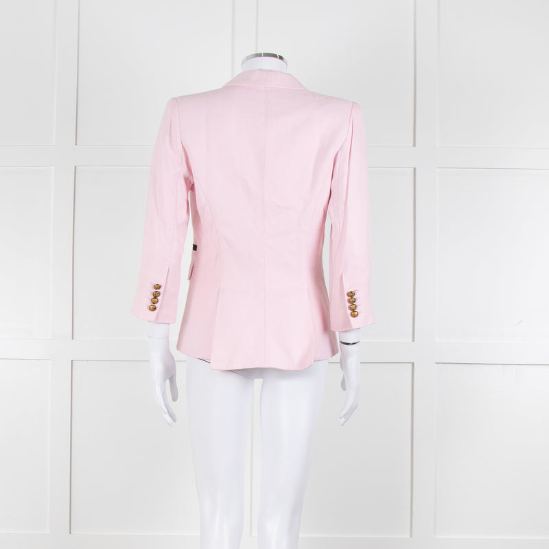Smythe Pink Black Pocket Cotton Blend Blazer