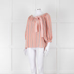 See By Chloe White Orange Blue Cotton Striped Top