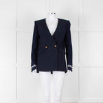 Pinko Navy Gold Button knitted Sleeves Blazer