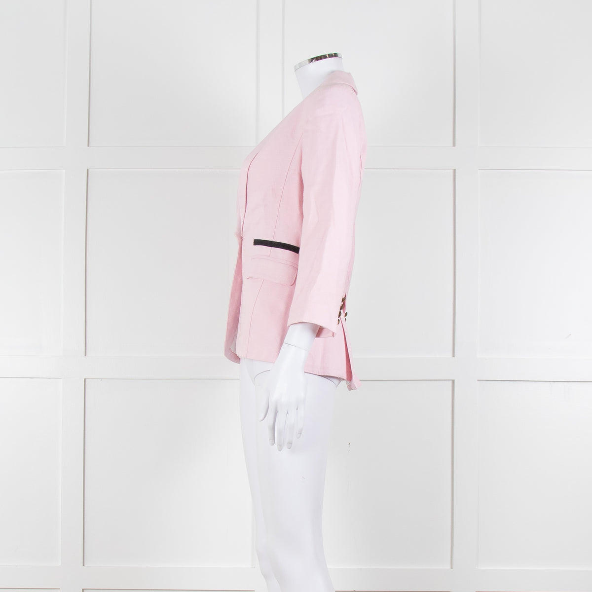 Smythe Pink Black Pocket Cotton Blend Blazer