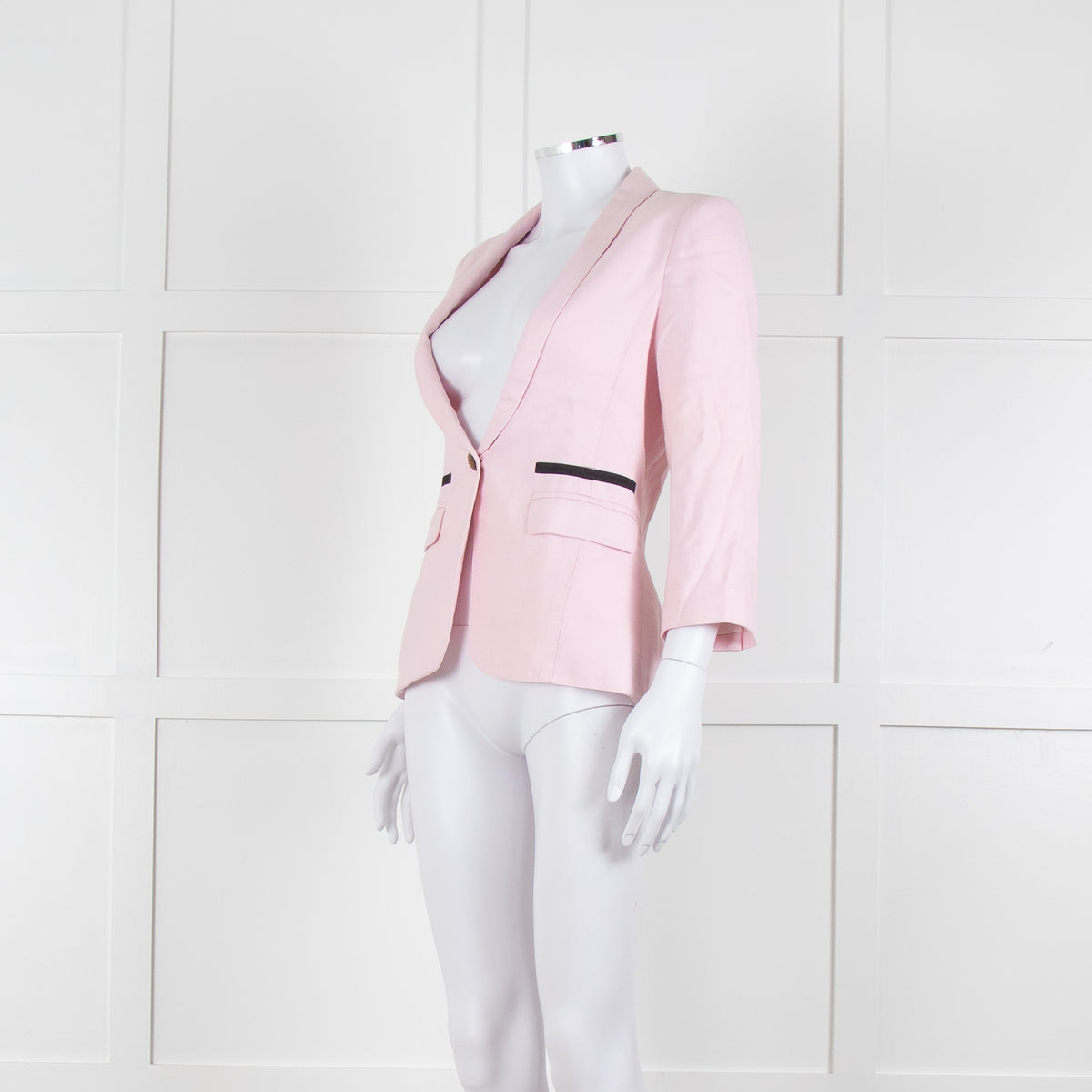 Smythe Pink Black Pocket Cotton Blend Blazer