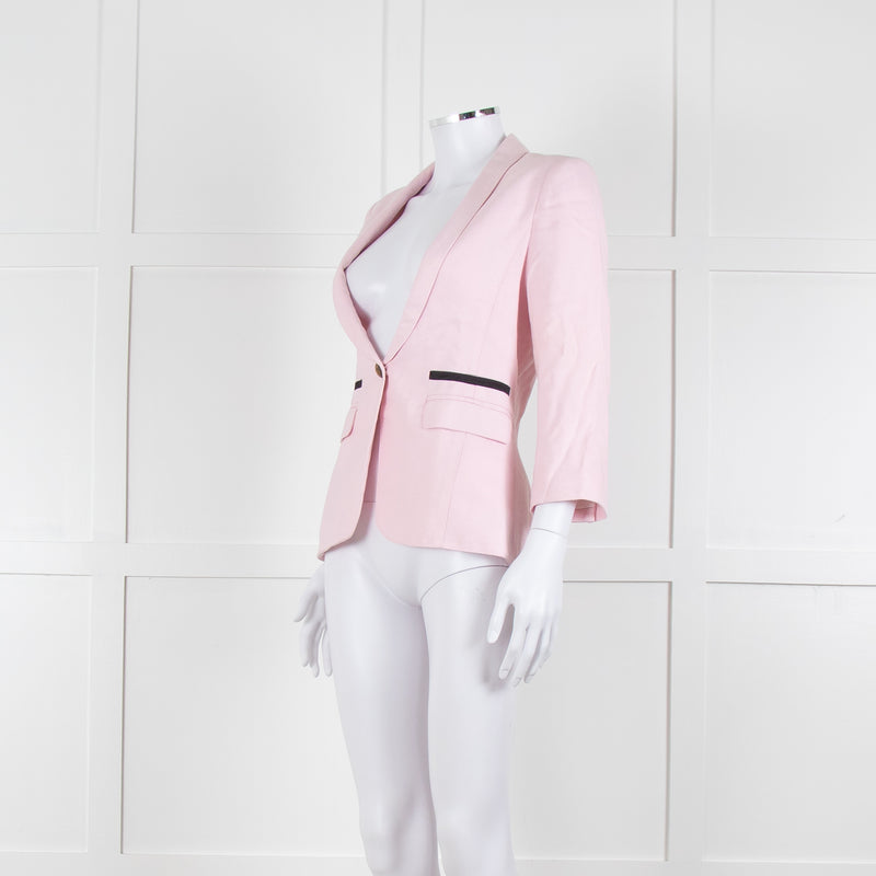 Smythe Pink Black Pocket Cotton Blend Blazer
