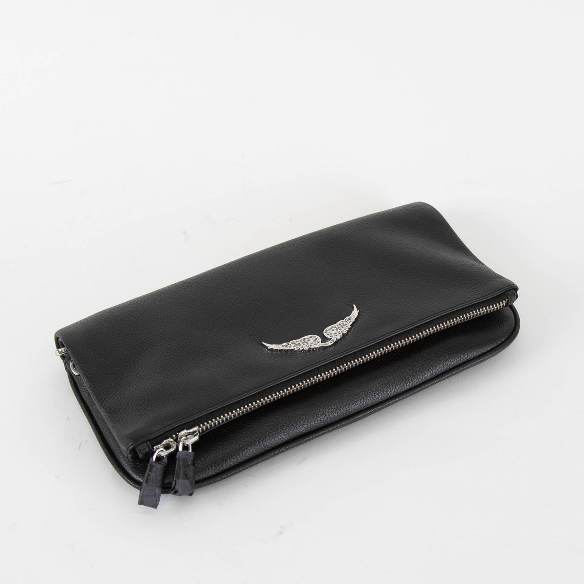 Zadig & Voltaire Preloved  Black Rock Clutch with Chain Strap