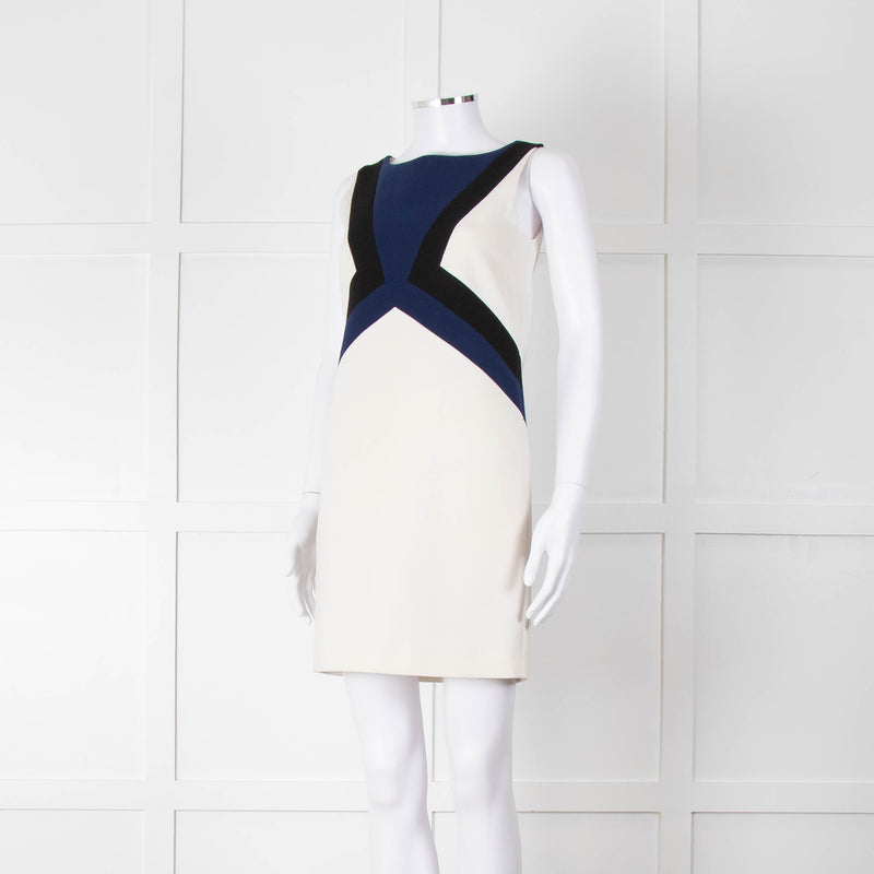 Emilio Pucci Cream Shift Dress with Black and Navy Colour Block Chest
