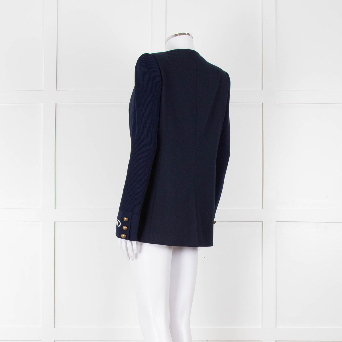 Pinko Navy Gold Button knitted Sleeves Blazer