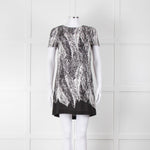 Club Monaco Black And White Palm Print Silk Dress