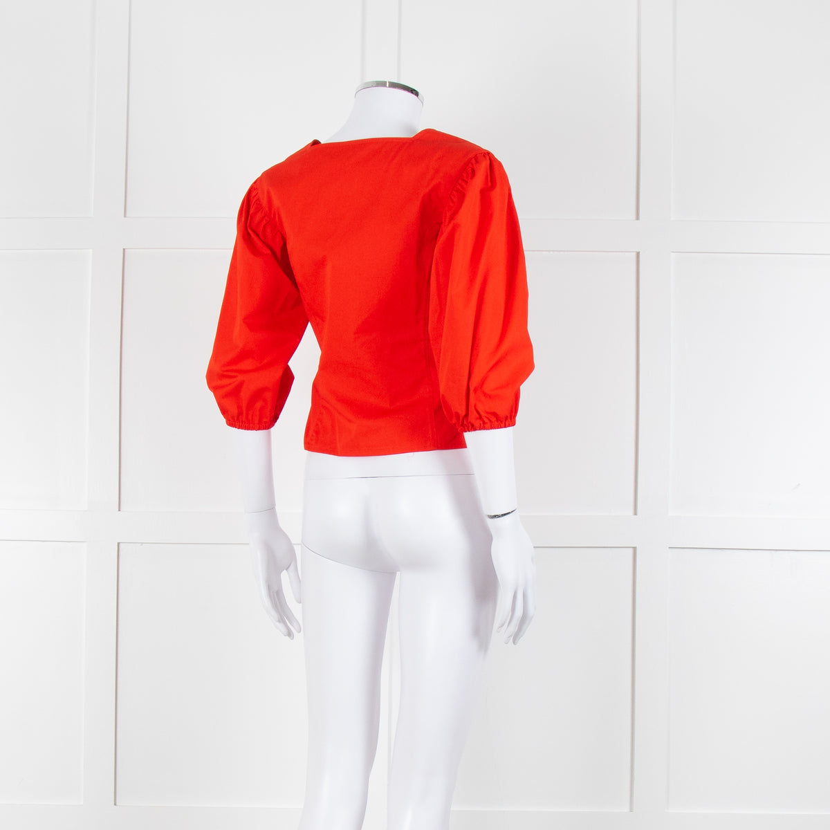 Tory Burch Orange Red Cotton Puff Sleeve Top