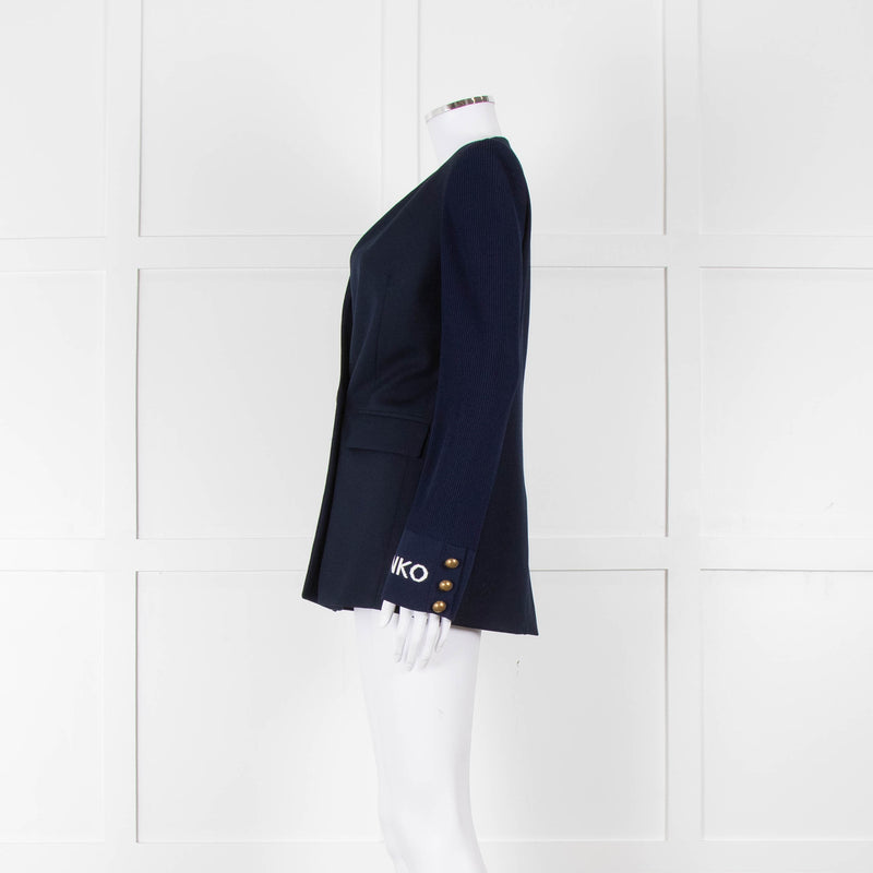 Pinko Navy Gold Button knitted Sleeves Blazer