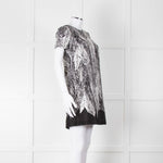 Club Monaco Black And White Palm Print Silk Dress