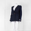 Pinko Navy Gold Button knitted Sleeves Blazer