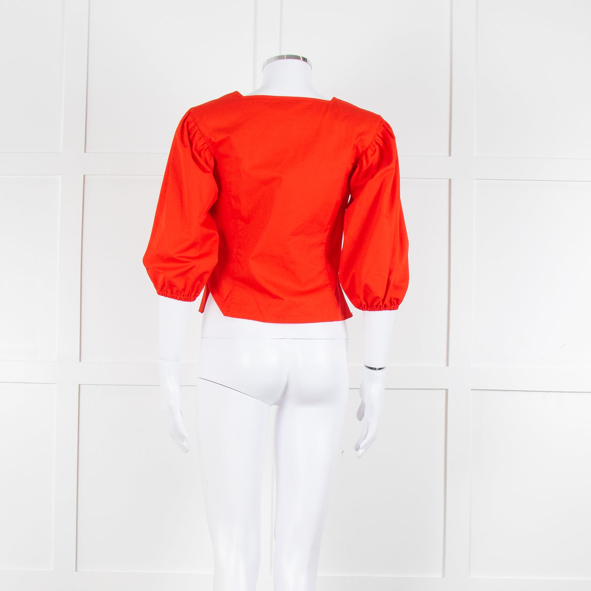 Tory Burch Orange Red Cotton Puff Sleeve Top