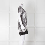 Club Monaco Black And White Palm Print Silk Dress