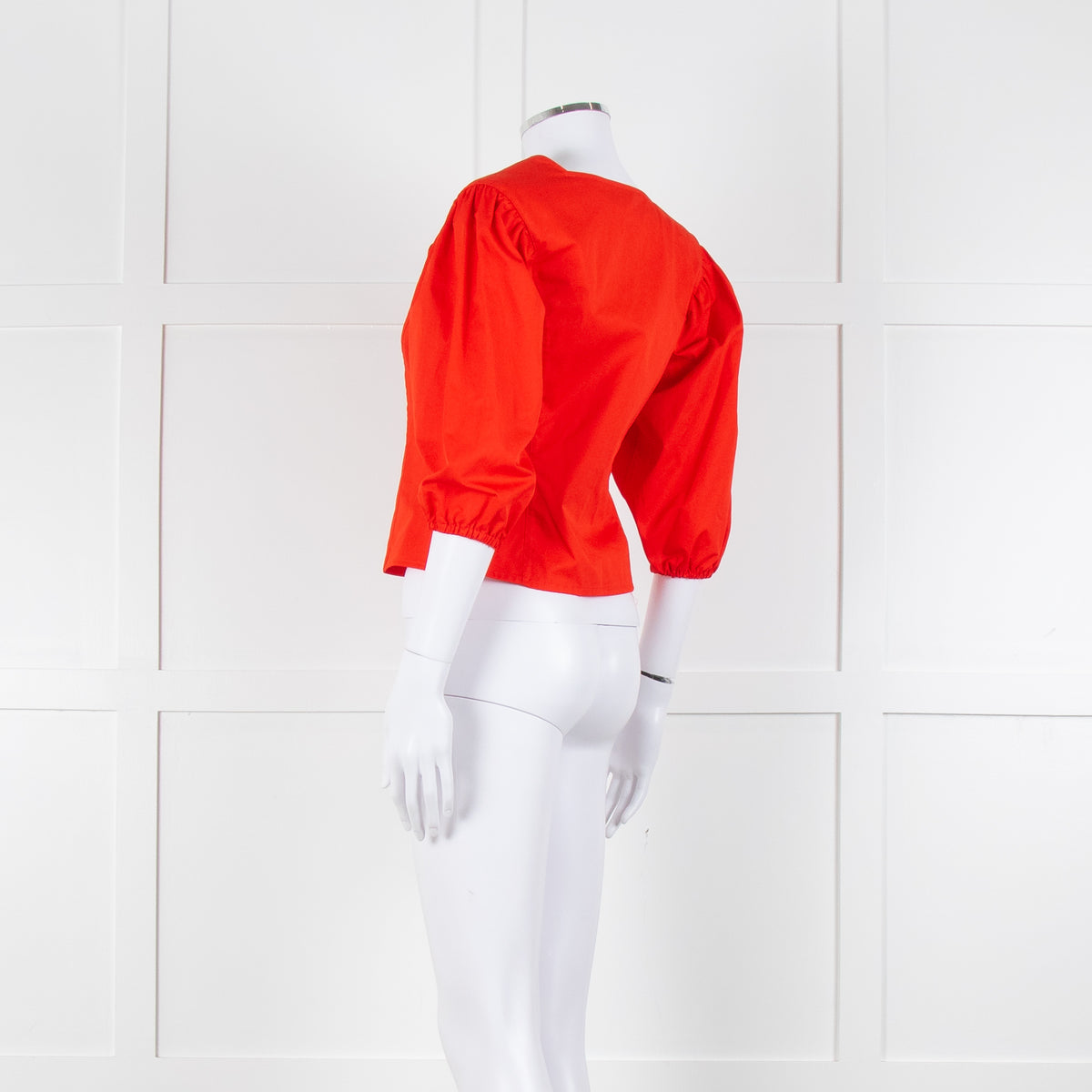 Tory Burch Orange Red Cotton Puff Sleeve Top