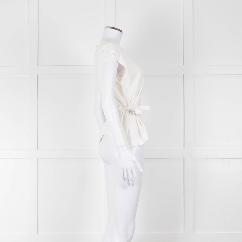 Rag & Bone Cream Sleeveless Belted Top