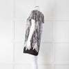 Club Monaco Black And White Palm Print Silk Dress