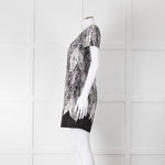 Club Monaco Black And White Palm Print Silk Dress