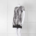 Club Monaco Black And White Palm Print Silk Dress