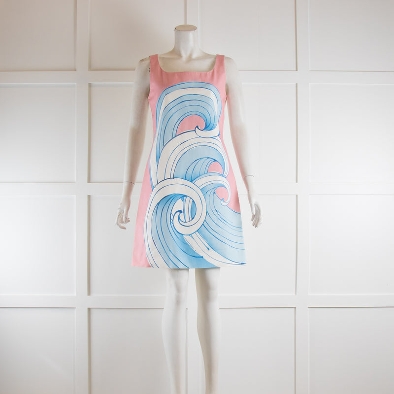 Moschino Cheap and Chic Pink & Blue Patterned Cotton Shift Dress