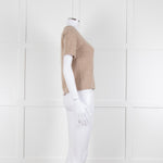 Club Monaco Beige Cashmere Short Sleeve Sweater