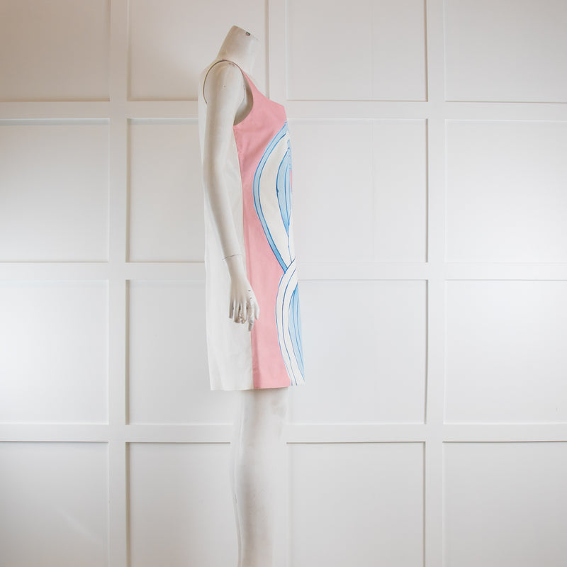 Moschino Cheap and Chic Pink & Blue Patterned Cotton Shift Dress
