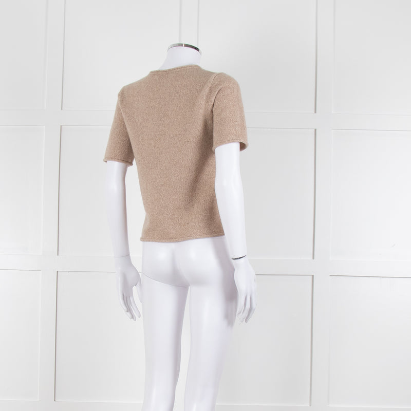 Club Monaco Beige Cashmere Short Sleeve Sweater