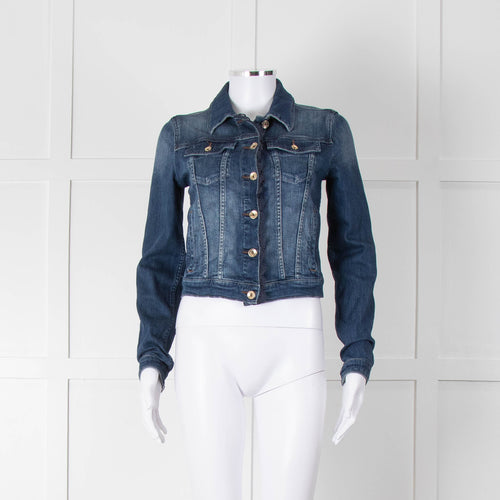 Armani Jeans Blue Stretch Denim Jacket with Lace Trim