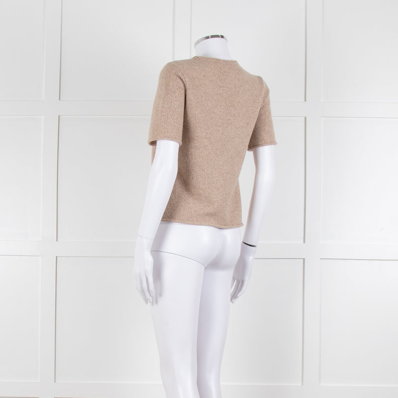 Club Monaco Beige Cashmere Short Sleeve Sweater