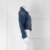 Armani Jeans Blue Stretch Denim Jacket with Lace Trim
