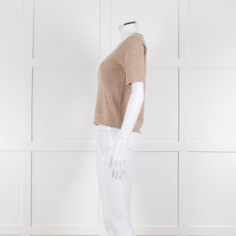 Club Monaco Beige Cashmere Short Sleeve Sweater