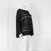 Sarah Pacini Black Linen Blend Mesh Stripe Jumper
