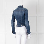 Armani Jeans Blue Stretch Denim Jacket with Lace Trim