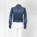 Armani Jeans Blue Stretch Denim Jacket with Lace Trim