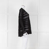 Sarah Pacini Black Linen Blend Mesh Stripe Jumper