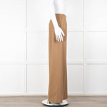 Bamford Tan Wool Back Zip Wide Trousers