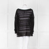 Sarah Pacini Black Linen Blend Mesh Stripe Jumper