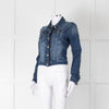 Armani Jeans Blue Stretch Denim Jacket with Lace Trim