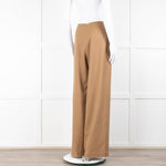 Bamford Tan Wool Back Zip Wide Trousers