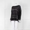 Sarah Pacini Black Linen Blend Mesh Stripe Jumper