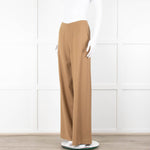 Bamford Tan Wool Back Zip Wide Trousers