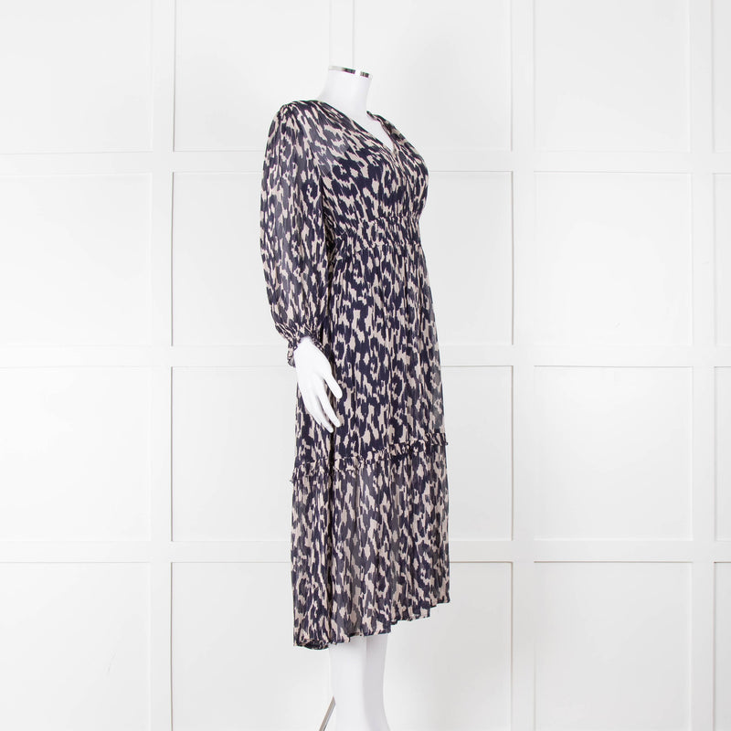 Velvet By Graham & Spencer Navy Cream V-Neck Midi Dress