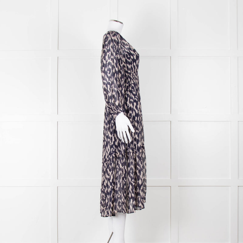 Velvet By Graham & Spencer Navy Cream V-Neck Midi Dress