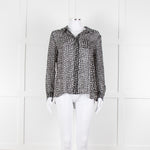 Armani Collezioni Black White Print Button Front Long Sleeve Shirt