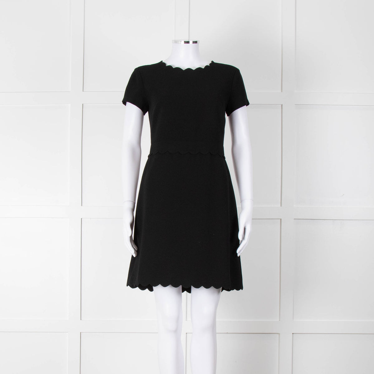 Club Monaco Black Scallop Neck Dress