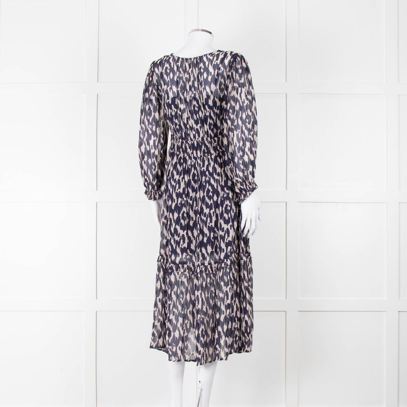 Velvet By Graham & Spencer Navy Cream V-Neck Midi Dress
