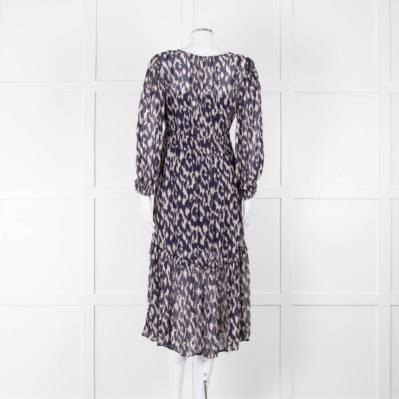 Velvet By Graham & Spencer Navy Cream V-Neck Midi Dress