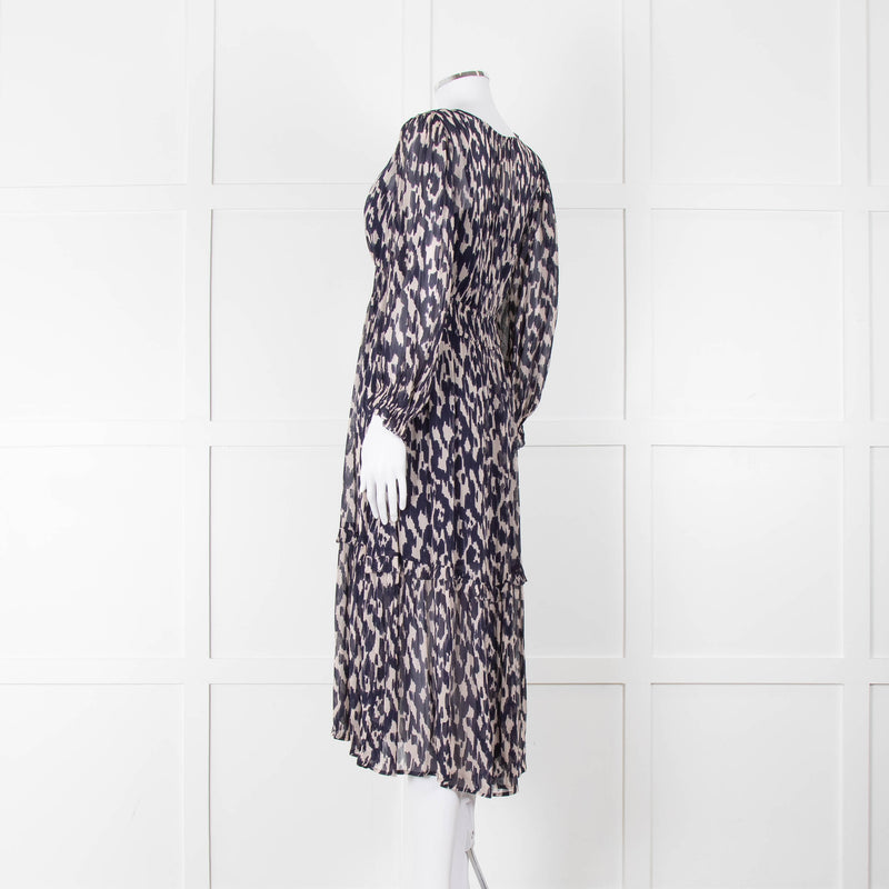 Velvet By Graham & Spencer Navy Cream V-Neck Midi Dress