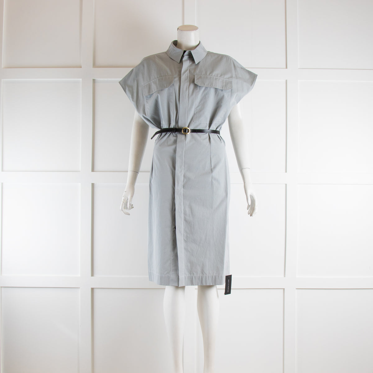 Gauchere Paris Pale Blue Sleeveless Shirt Dress with Belt